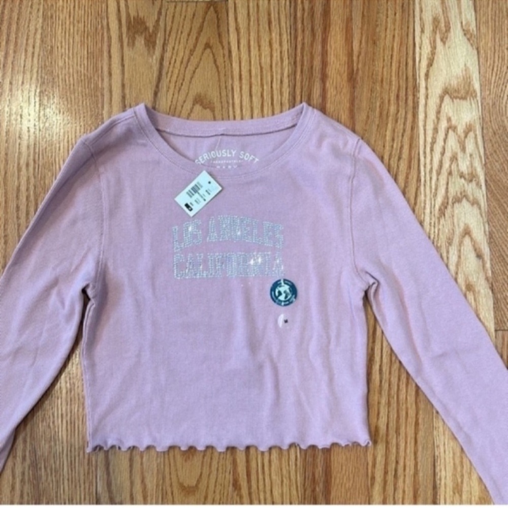 NWT Aeropostale Long Sleeve Baby Tee-Pink, Size Medium - Picture 2 of 7